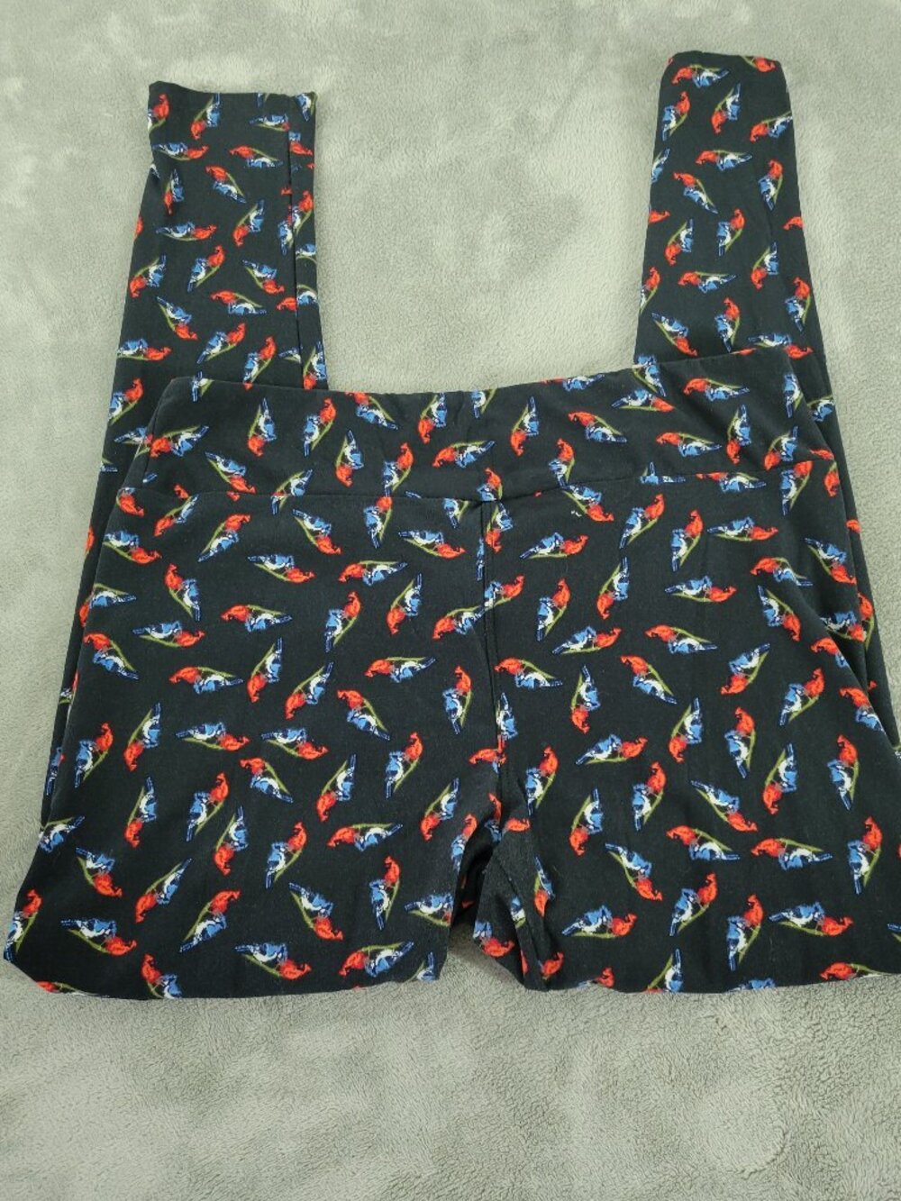 LuLaRoe TC Leggings‎ Tall Curvy Cardinal Blue Jay Birds Pants Yoga 12-18 NOV123E